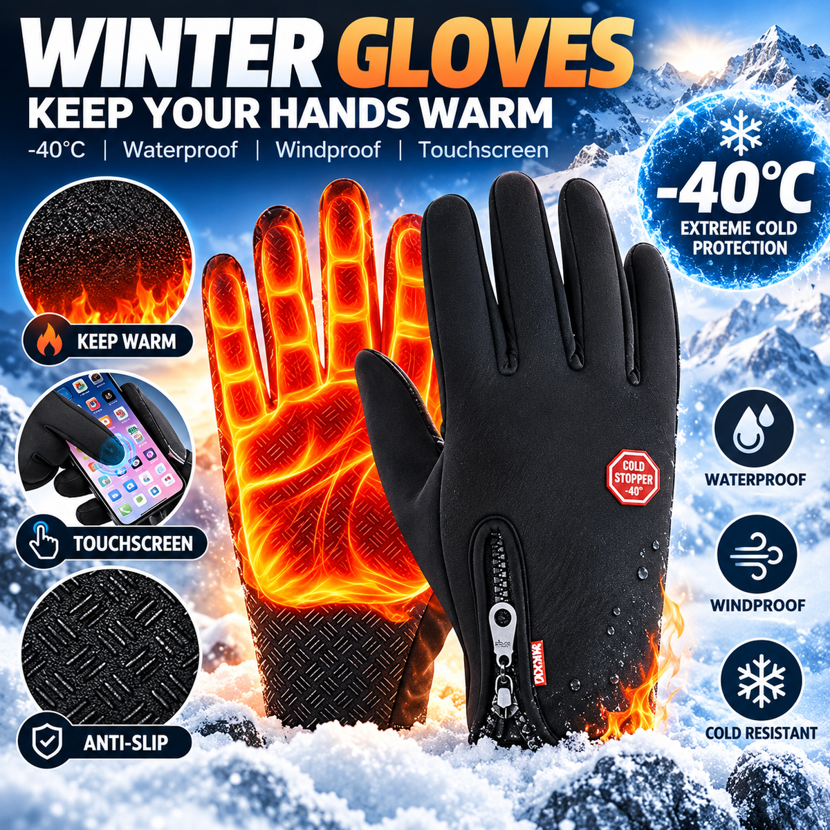 🔥Last Day-Buy 1 Get 1 Free!🎁Windproof Winter Gloves Touchscreen Gloves Thermal Warm Gloves for Men and Women