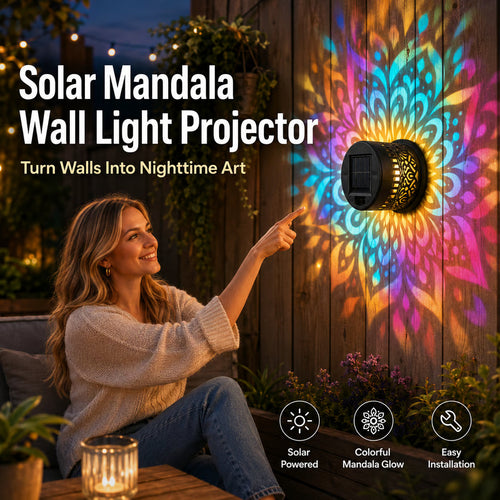 65K+ SOLD!✨Solar Mandala Wall Light | Outdoor Garden Fence Projector Lamp 🪐🌌