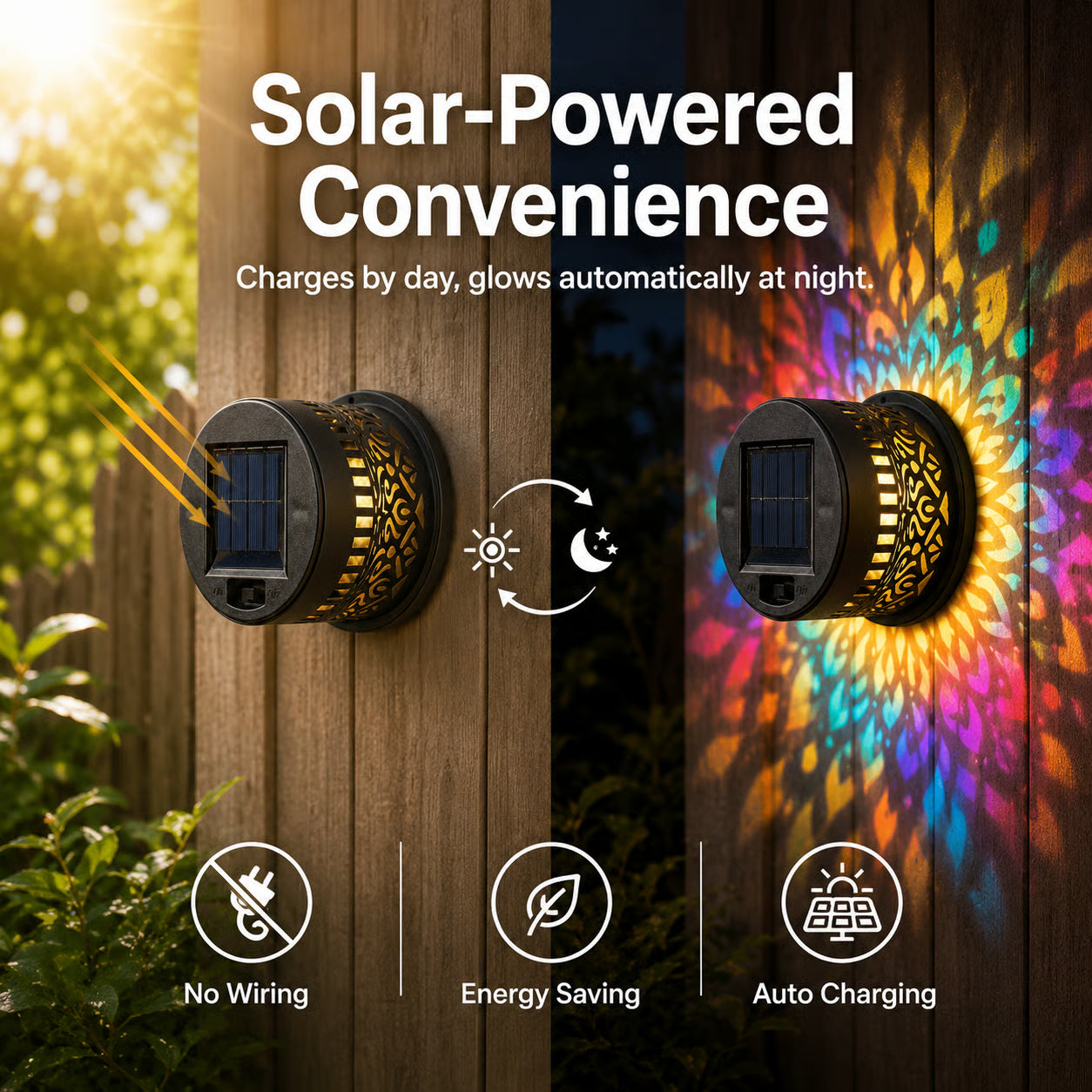 65K+ SOLD!✨Solar Mandala Wall Light | Outdoor Garden Fence Projector Lamp 🪐🌌