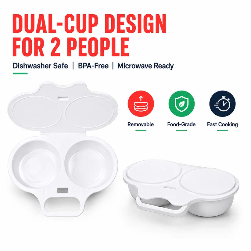 🎁 BUY 1 GET 1 FREE! Microwave Egg Poacher – 2 Eggs in Minutes, No Pan & Easy Cleanup 🍳⚡