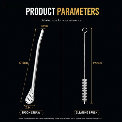 2-in-1 Stainless Steel Straw & Spoon, Reusable Drinking Straw with Stirring Spoon & Filter, Food-Grade Metal Straw for Coffee, Milk Tea, Juice & Smoothies