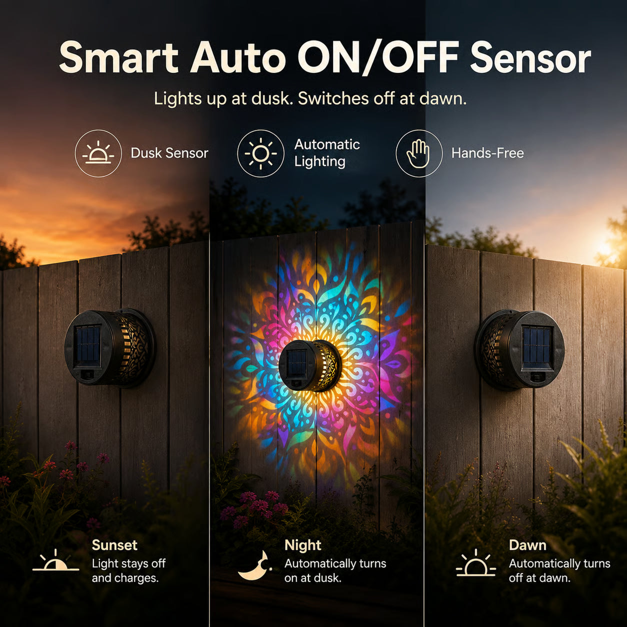 65K+ SOLD!✨Solar Mandala Wall Light | Outdoor Garden Fence Projector Lamp 🪐🌌