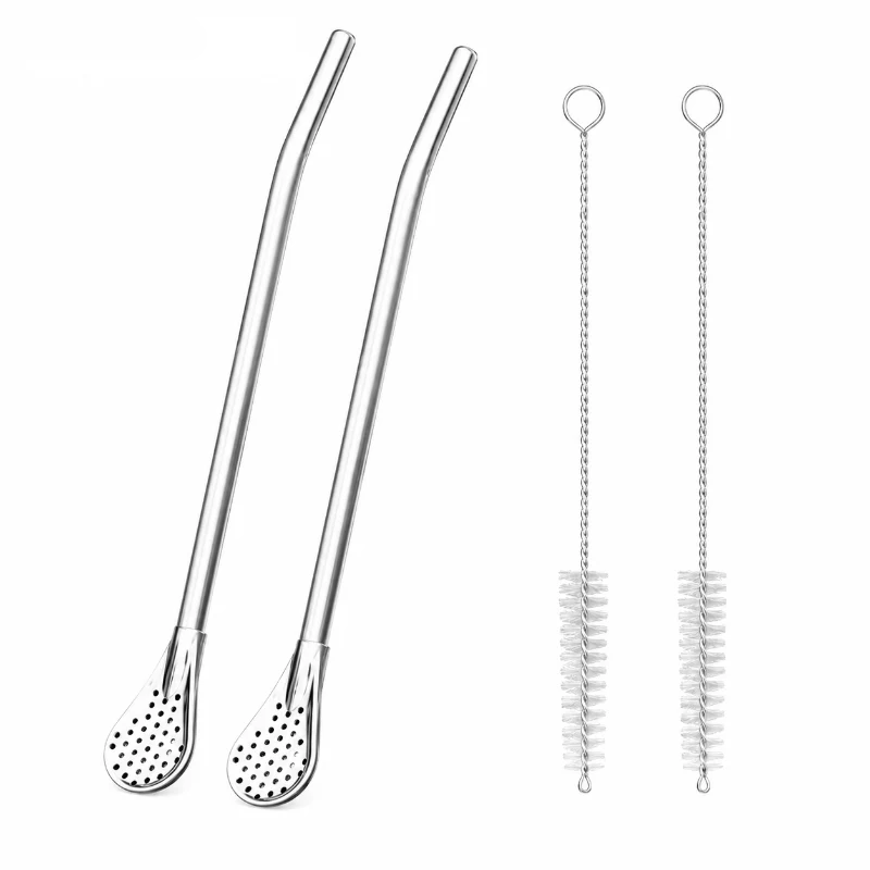 2-in-1 Stainless Steel Straw & Spoon, Reusable Drinking Straw with Stirring Spoon & Filter, Food-Grade Metal Straw for Coffee, Milk Tea, Juice & Smoothies