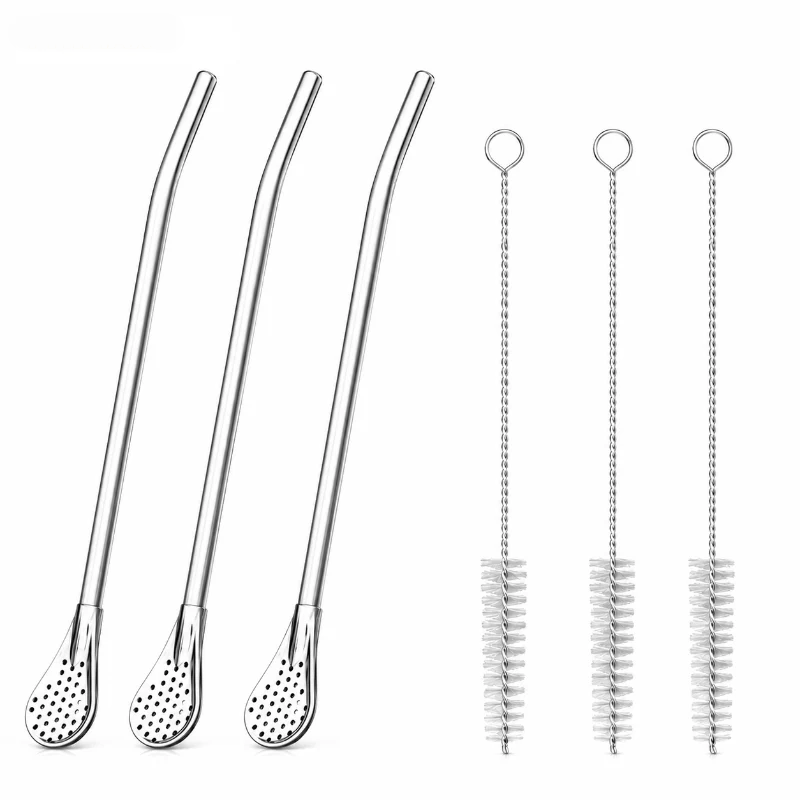 2-in-1 Stainless Steel Straw & Spoon, Reusable Drinking Straw with Stirring Spoon & Filter, Food-Grade Metal Straw for Coffee, Milk Tea, Juice & Smoothies