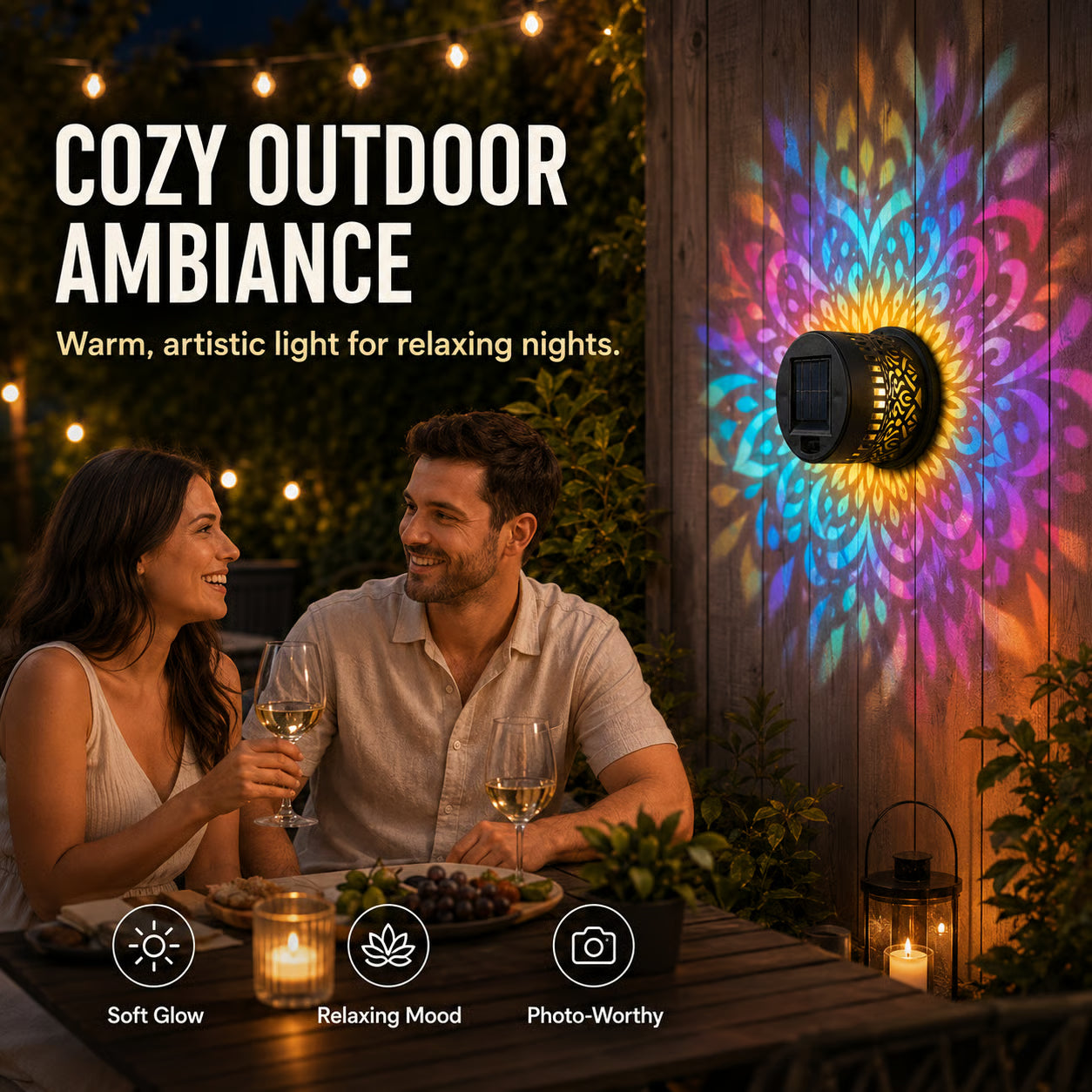 65K+ SOLD!✨Solar Mandala Wall Light | Outdoor Garden Fence Projector Lamp 🪐🌌
