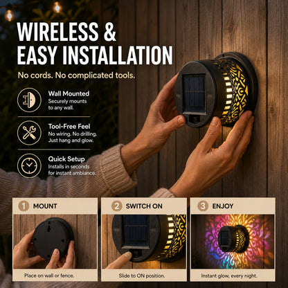 65K+ SOLD!✨Solar Mandala Wall Light | Outdoor Garden Fence Projector Lamp 🪐🌌