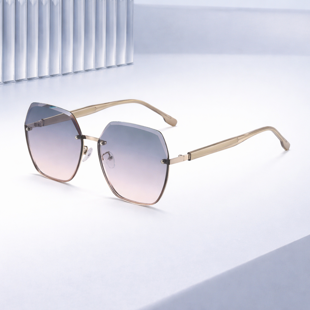 Polygonal gradient frameless sunglasses