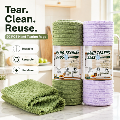 🧽 20-Pack Tear-Off Reusable Cleaning Cloths – Super Absorbent, Lint-Free & Streak-Free for Kitchen, Glass, Car & More ✨