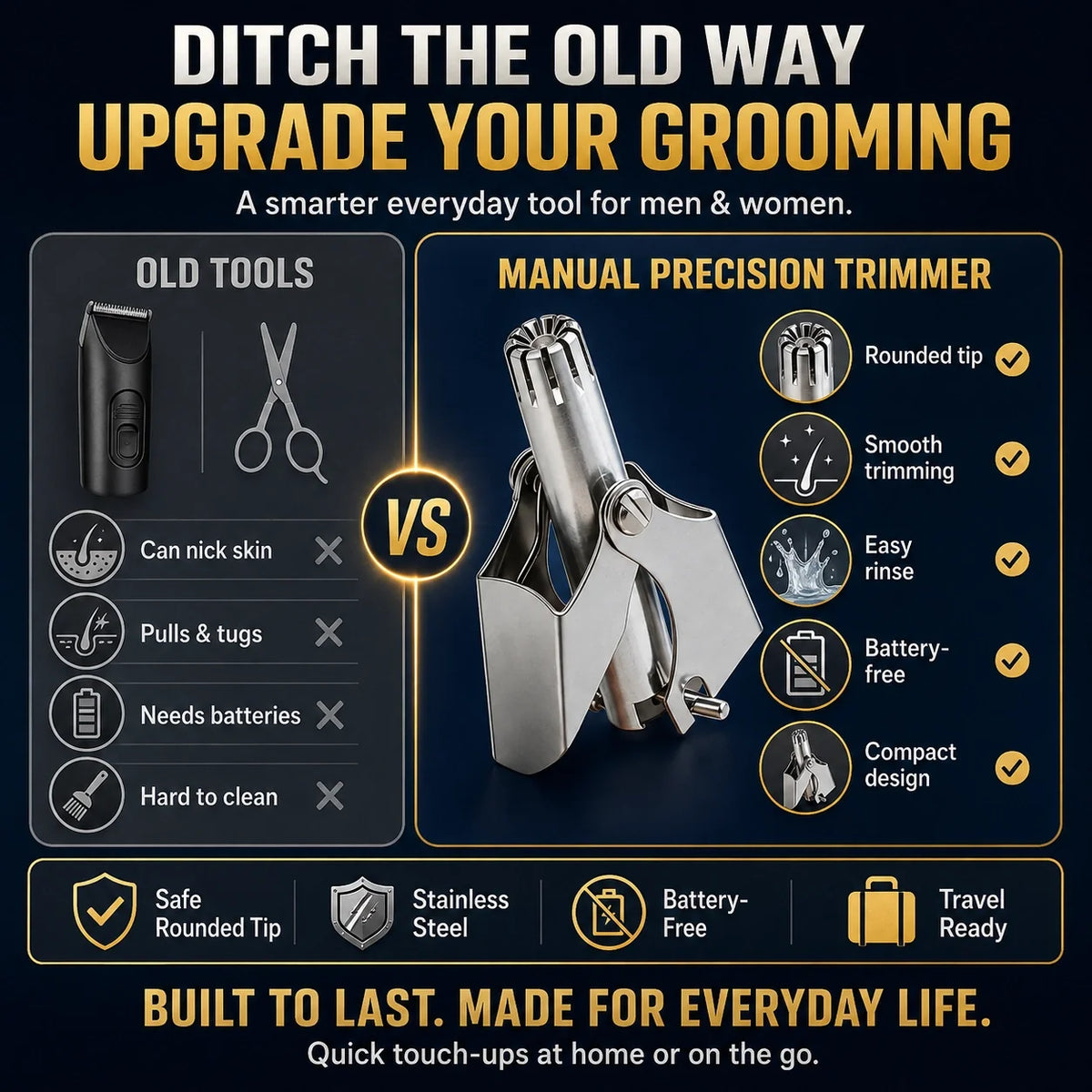 👍👃Precision Stainless Steel Nose Hair Trimmer