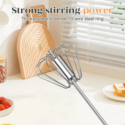 🥄✨LAST DAY 50% OFF ✨ Stainless Steel Hand-Push Rotary Whisk – Effortless Mixing in Seconds!