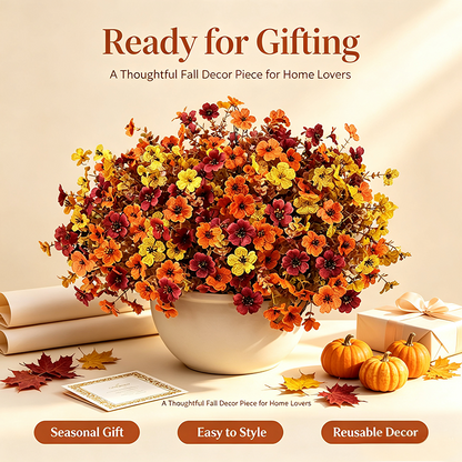 Fall Artificial Flower Halloween 12pcs, UV Resistant Colorful Fake Flower🍂