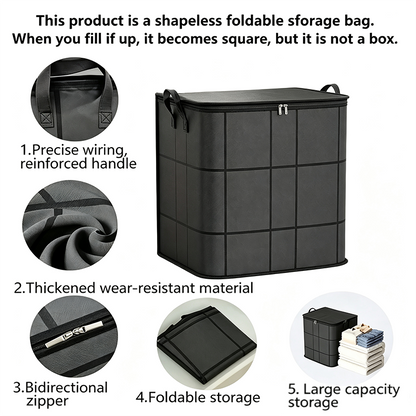 Spacious Moving Storage Bin, Zippered Organizer for Quilts & Clothes📦