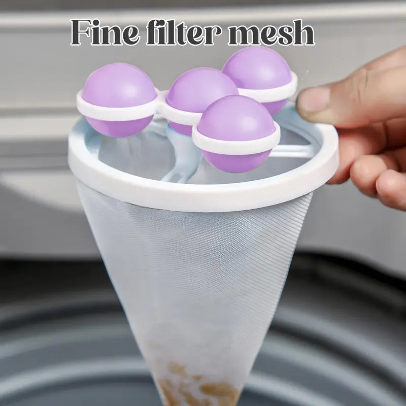 Washing Machine Filter Bag, Reusable Floating Hair Filter for Laundry Washer Cotton