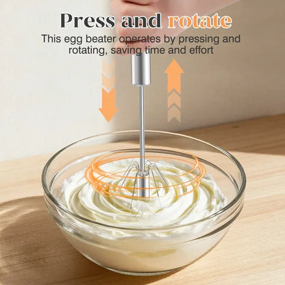 🥄✨LAST DAY 50% OFF ✨ Stainless Steel Hand-Push Rotary Whisk – Effortless Mixing in Seconds!