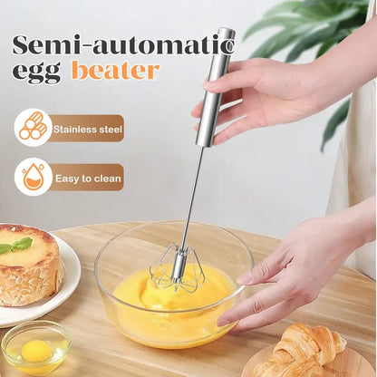 🥄✨LAST DAY 50% OFF ✨ Stainless Steel Hand-Push Rotary Whisk – Effortless Mixing in Seconds!