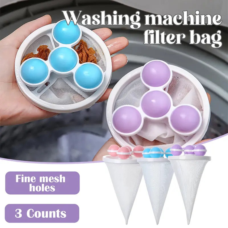 Washing Machine Filter Bag, Reusable Floating Hair Filter for Laundry Washer Cotton