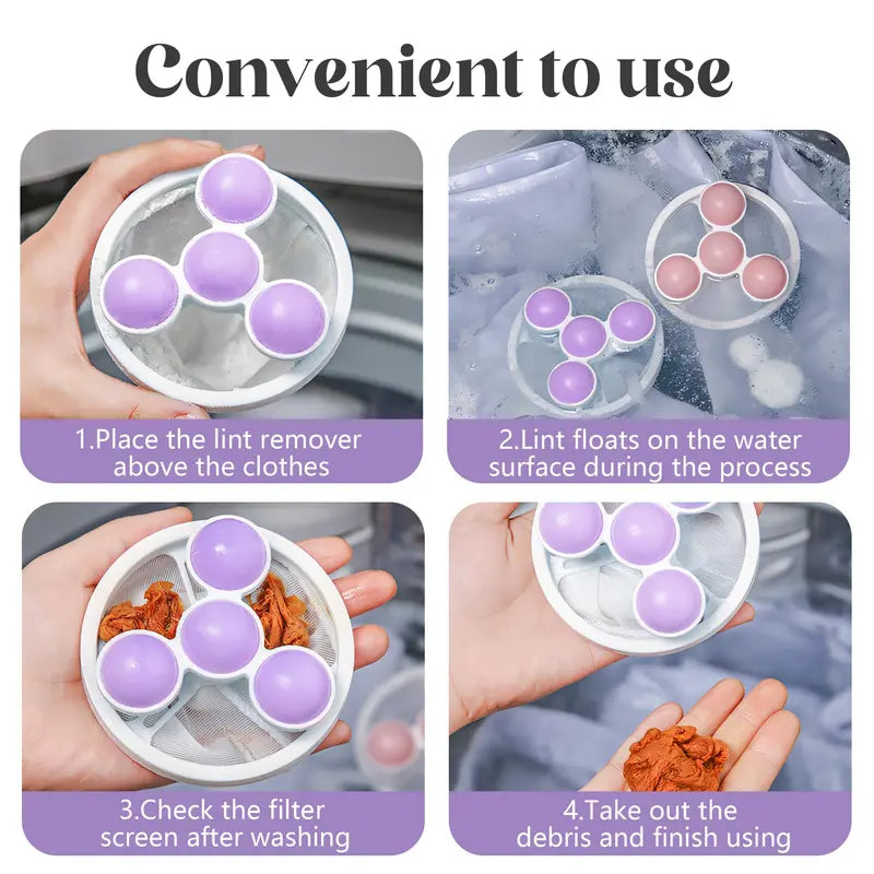 Washing Machine Filter Bag, Reusable Floating Hair Filter for Laundry Washer Cotton