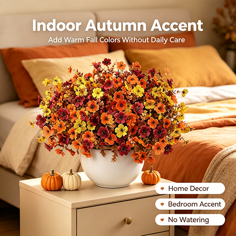 Fall Artificial Flower Halloween 12pcs, UV Resistant Colorful Fake Flower🍂