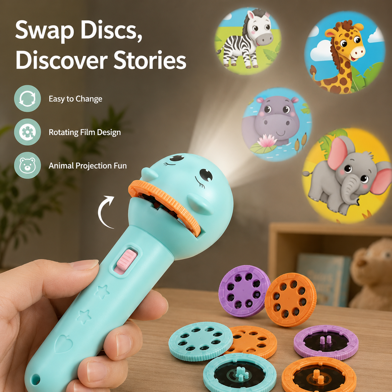 Kids Projection Flashlight, Bedtime Story Projector Toy
