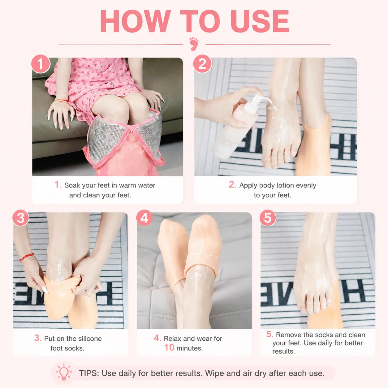 🔥Reusable Silicone Moisturizing Foot Socks – Hydrating Gel Heel Masks for Dry, Cracked Feet