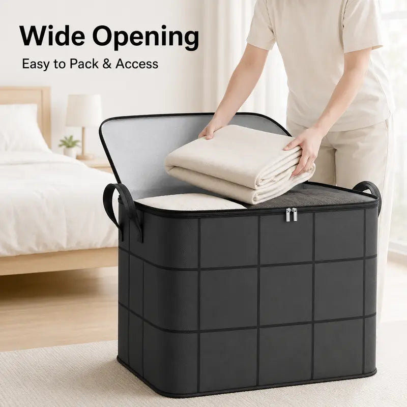 Spacious Moving Storage Bin, Zippered Organizer for Quilts & Clothes📦