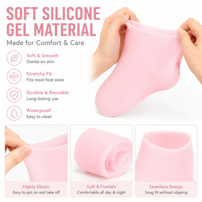 🔥Reusable Silicone Moisturizing Foot Socks – Hydrating Gel Heel Masks for Dry, Cracked Feet