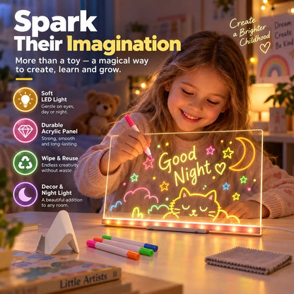🎨 LED Drawing Board for Kids – Erasable Acrylic Art Board